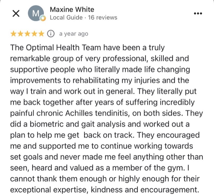Optimal Health & Fitness member review 4